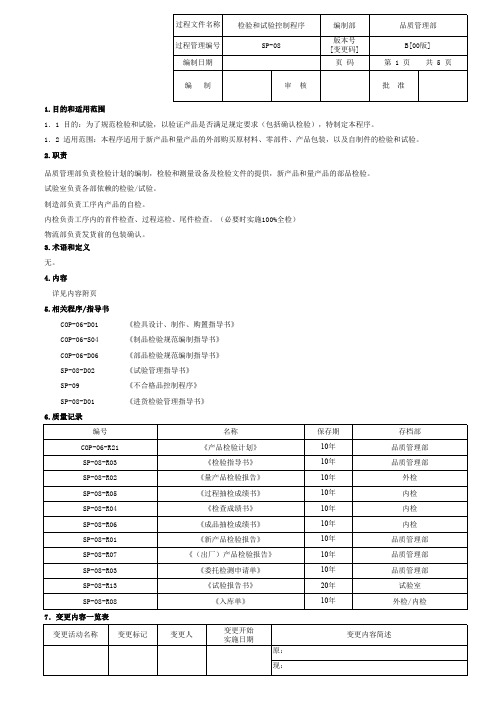 IATF16949-2016-SP-08-01检验和试验控制程序