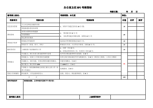 办公室主任KPI考核指标