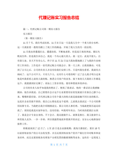 代理记账实习报告总结