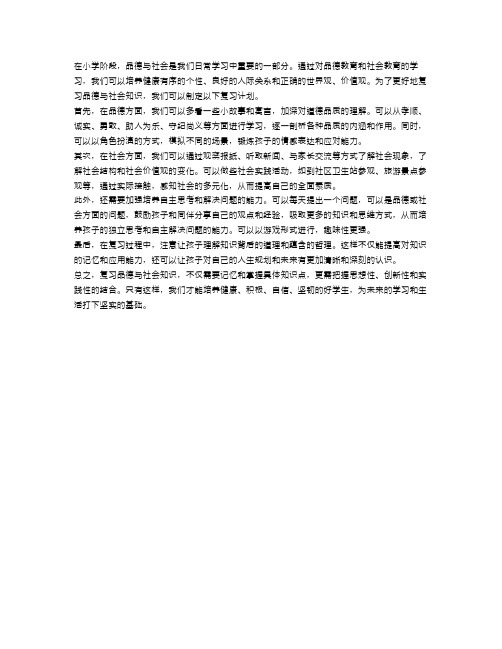 小学品德与社会的复习计划范文