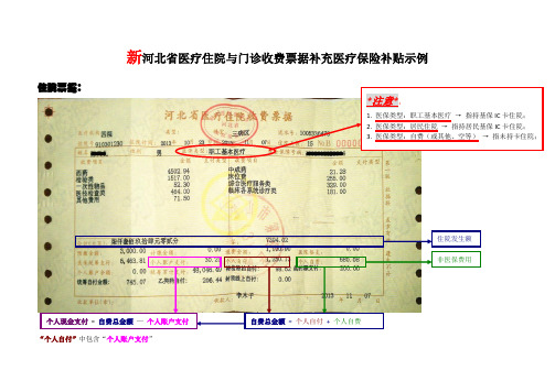 新河北省医疗住院与门诊收费票据补充医疗保险补贴示例