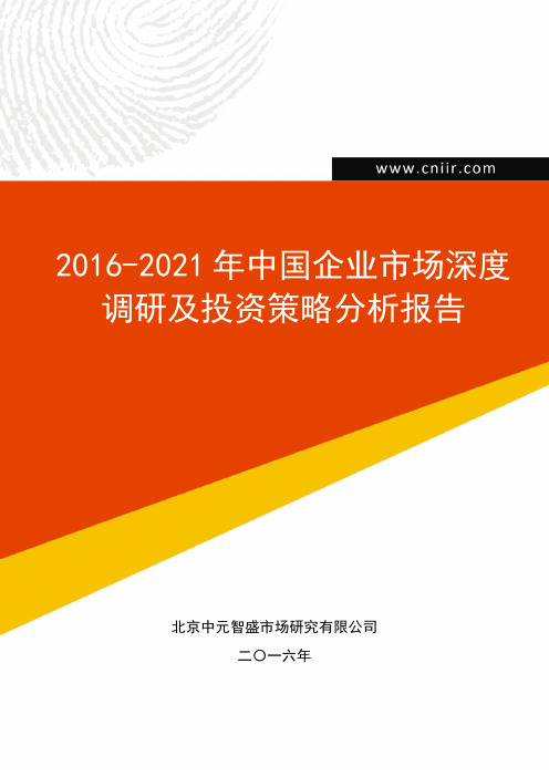 2016-2021年中国企业市场深度调研及投资策略分析报告(目录)