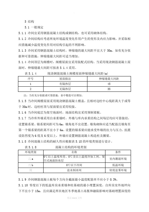 冷库设计规范201X部分内容