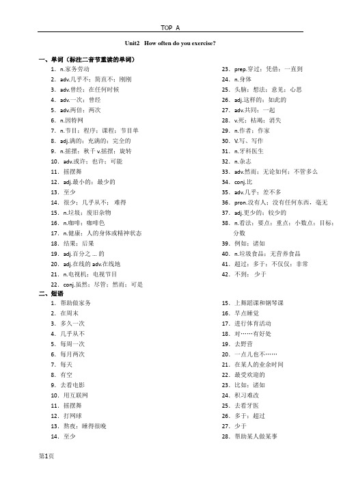 Unit2_How_often_do_you_exercise？_知识点讲解与练习