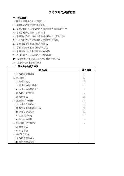 公司战略与风险管理大纲