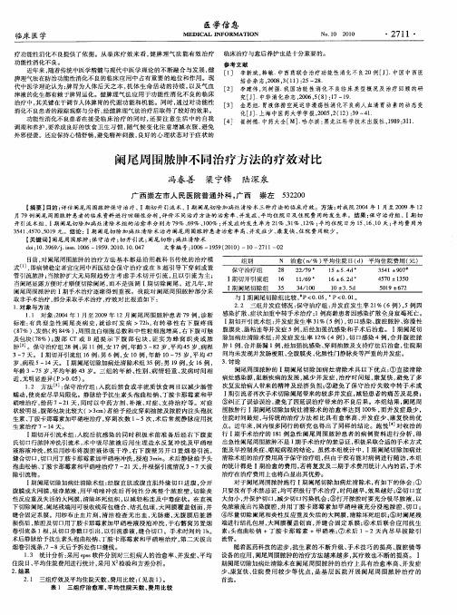 阑尾周围脓肿不同治疗方法的疗效对比