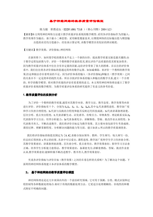 基于神经网络的教学质量评估模型