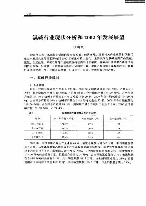 氯碱行业现状分析和2002年发展展望