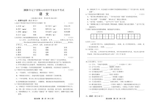 辽宁省鞍山2020年语文中考试卷及答案解析