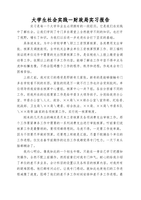 大学生社会实践-财政局实习报告