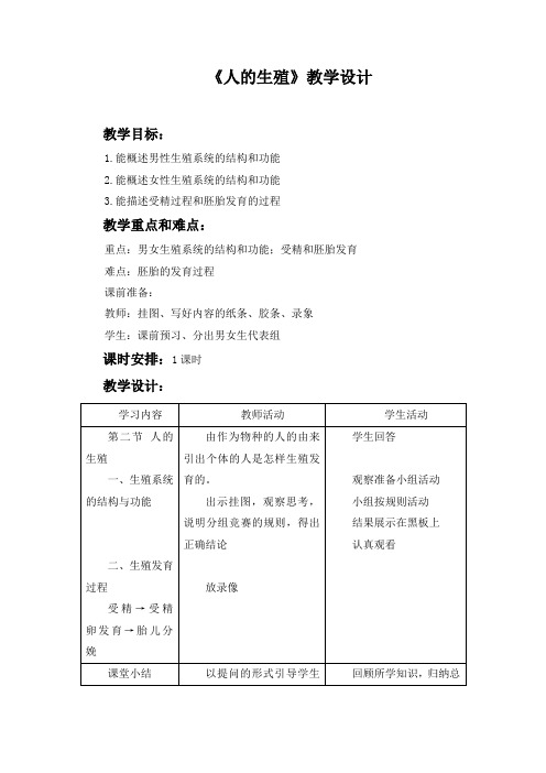 人的生殖教学设计