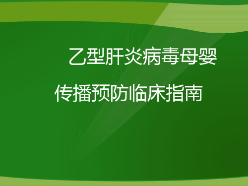 乙肝母婴传播预防指南PPT课件