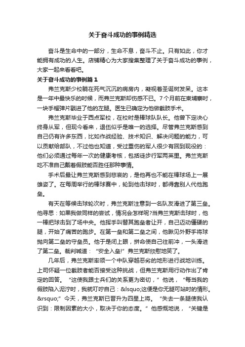 关于奋斗成功的事例精选