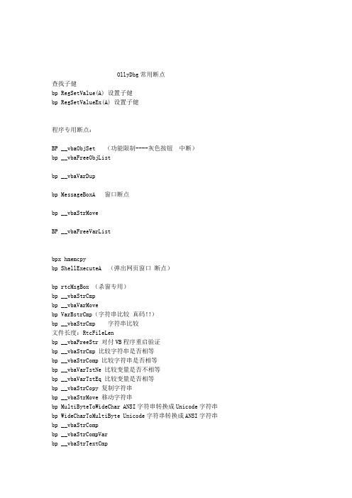 OllyDbg常用断点