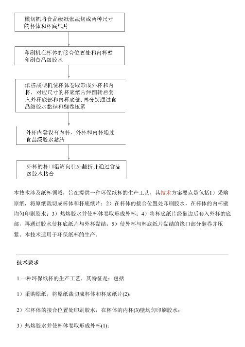 环保纸杯的生产工艺的制作流程