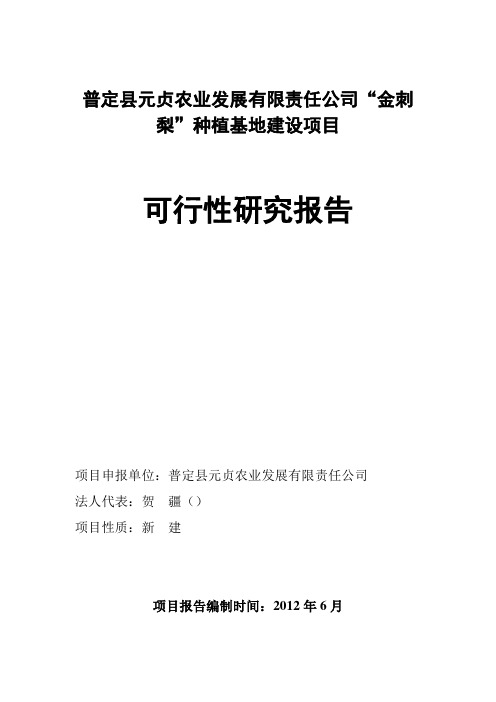 金刺梨项目可行性研究报告