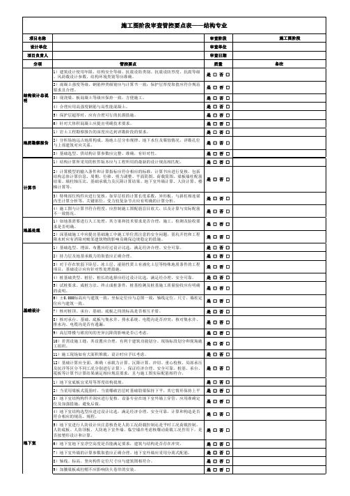 设计管控要点表-结构