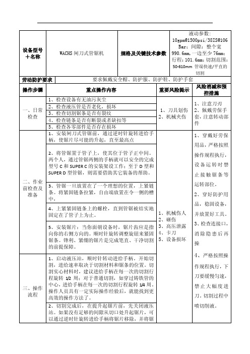 WACHS锯管机操作规程