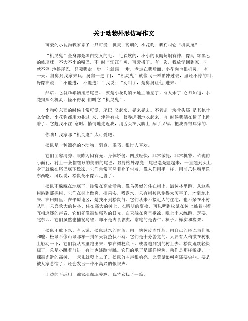 关于动物外形仿写作文
