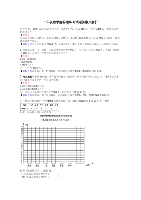 二年级数学解答题练习试题集