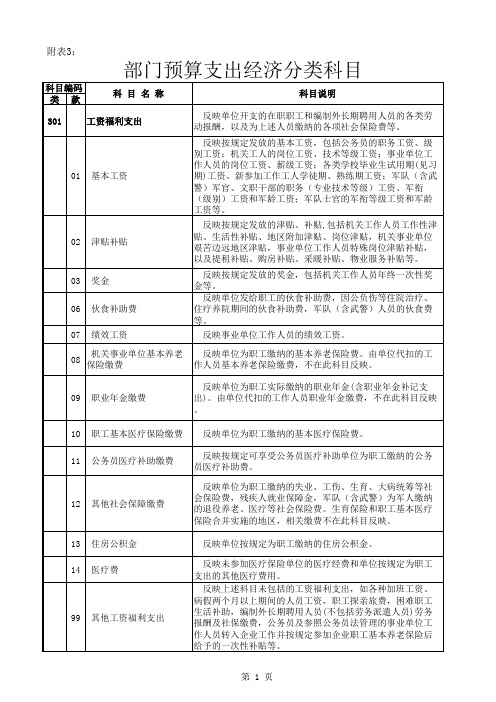 政府预算和部门预算支出经济分类科目(方案附表) (2)