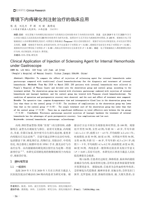 胃镜下内痔硬化剂注射治疗的临床应用