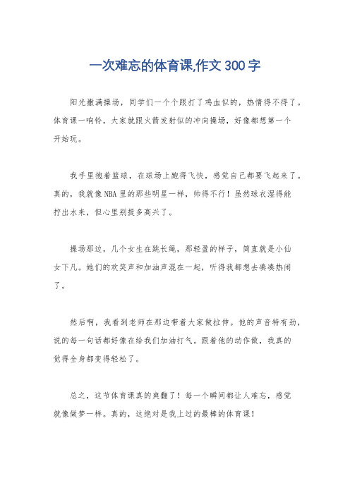 一次难忘的体育课,作文300字