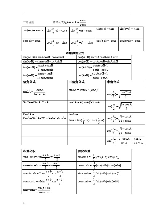 三角函数、导数、微分、积分