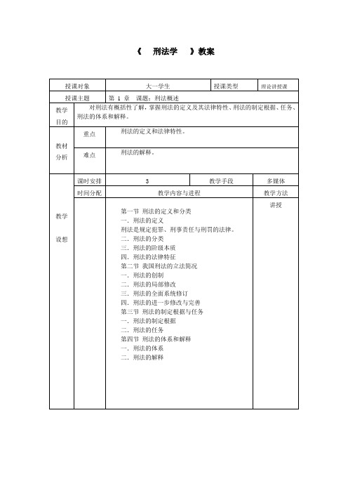 刑法学 教学设计