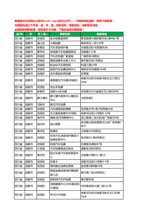 2020新版四川省成都市太阳膜工商企业公司商家名录名单联系电话号码地址大全334家