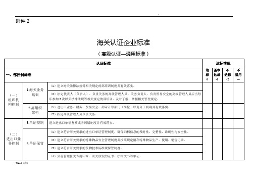 海关认证企业标准《高级认证—通用标准》