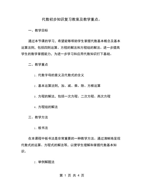 代数初步知识复习教案及教学重点