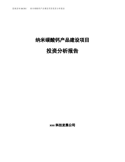 纳米碳酸钙产品建设项目投资分析报告(立项申请)