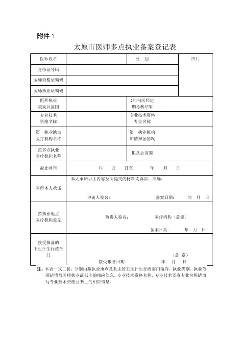 医师备案登记表