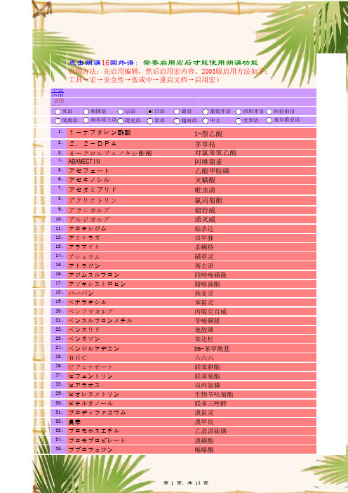 日本肯定列表制度茶叶农残限量表(中英日对照)--(新带真人朗读学习日文功能)