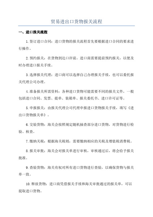 贸易进出口货物报关流程