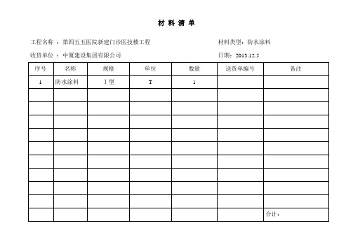 材料清单