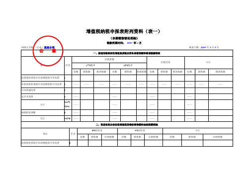 增值税纳税申报表附列资料表一