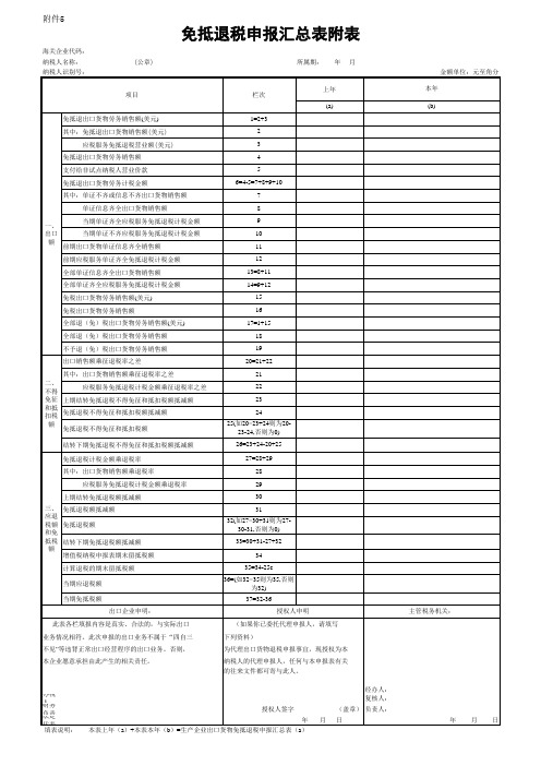 免抵退税申报汇总表附表