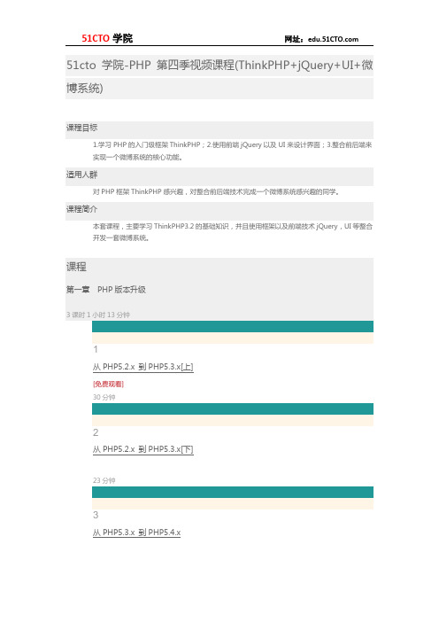 51CTO学院-PHP第四季视频课程(ThinkPHP+jQuery+UI+微博系统)【李炎恢】