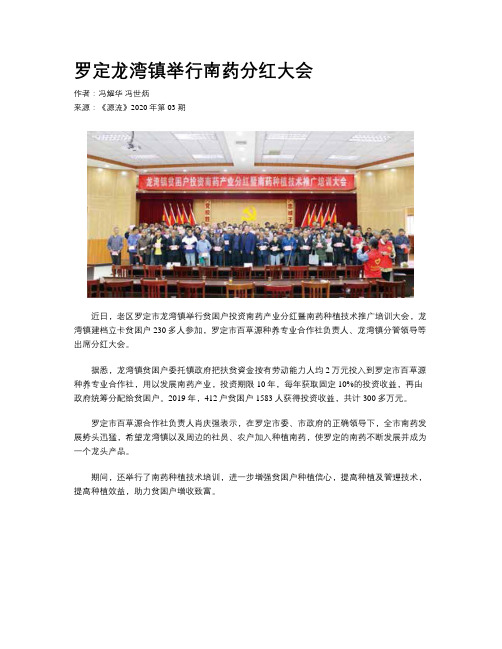 罗定龙湾镇举行南药分红大会