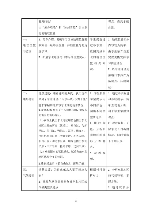 6.1东北地区的地理位置与自然环境教学设计