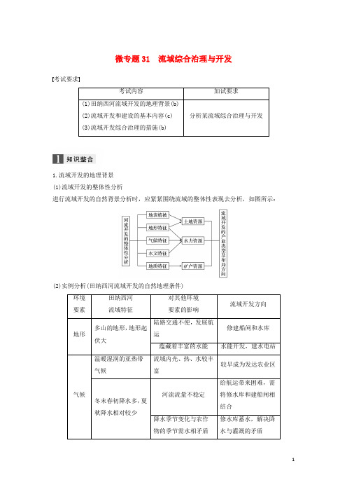 (浙江选考)2019高考地理二轮优选习题 专题七 区域可持续发展 微专题31 流域综合治理与开发学案