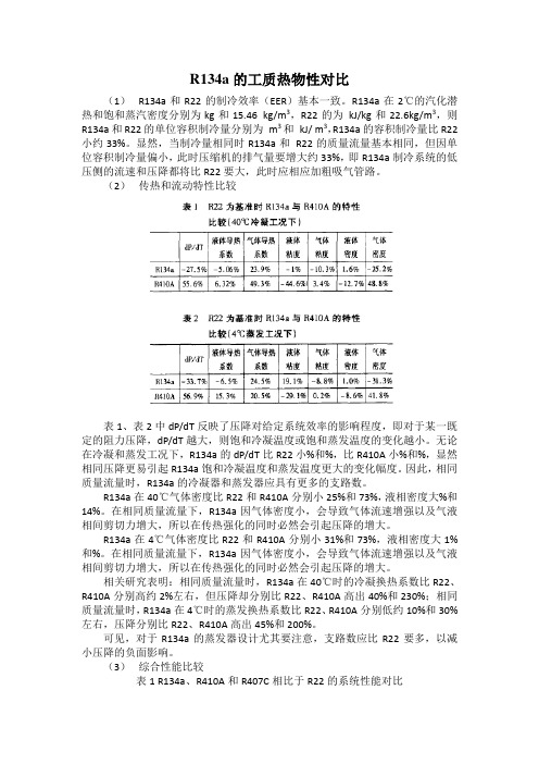 R134a的热物性特点