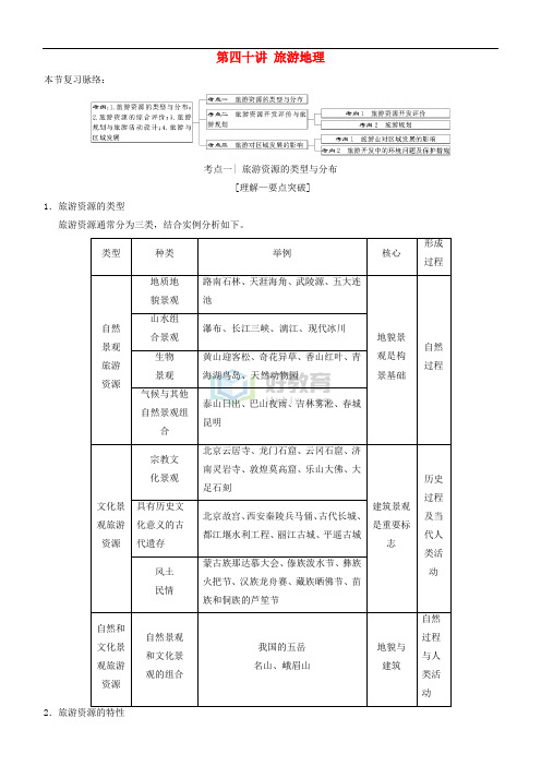 2019高考地理一轮复习 第四十讲 旅游地理讲练结合学案