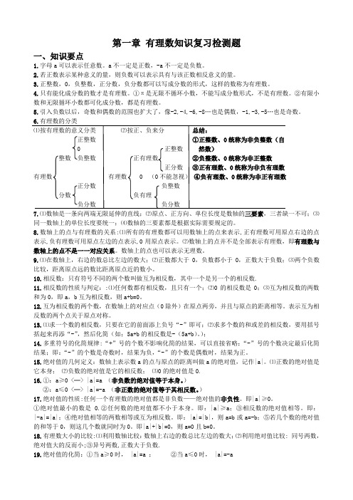 01第一章 有理数知识复习检测题