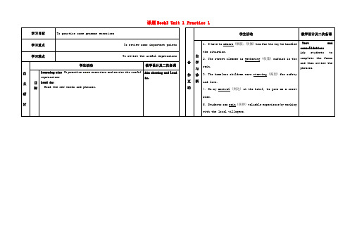 甘肃省金昌高三英语 Unit1 Practice1学案