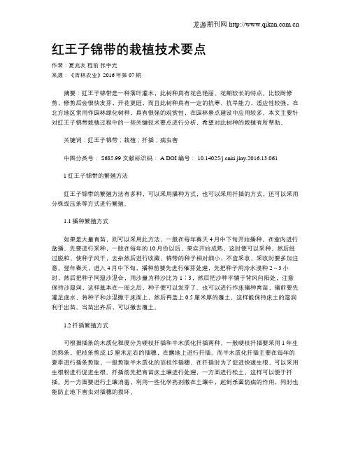 红王子锦带的栽植技术要点