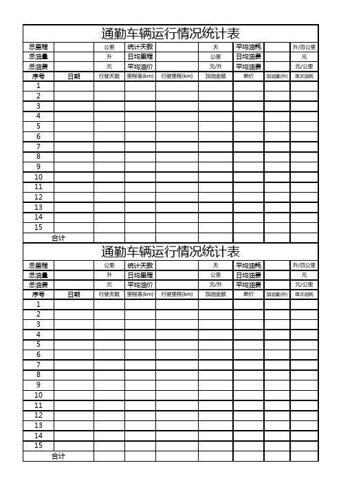 通勤车辆运行情况统计表