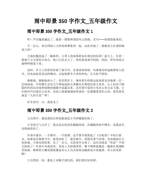 雨中即景350字作文五年级作文
